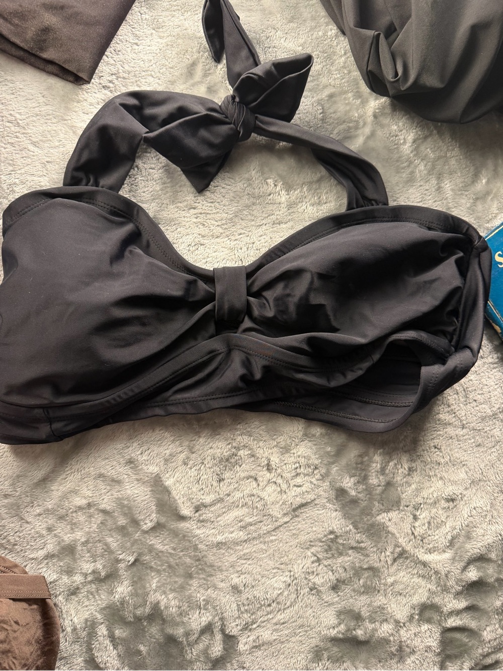 Rue21 Black Bandeau Halter Bikini Top with Center Knot